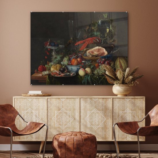 MuchoWow® Peinture sur verre - Nature morte au homard - peinture de Jan Davidsz de Heem - 120x90 cm - Peintures sur verre acrylique - Photo sur Glas
