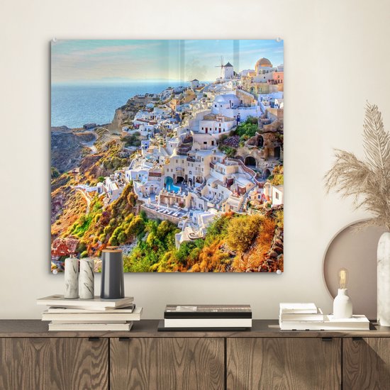 Peinture sur Verre - Montagnes de Santorin Grèce - 50x50 cm - Peintures sur Verre Peintures - Photo sur Glas
