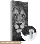 MuchoWow® Glasschilderij - Dierenprofiel Perzische leeuw in zwart-wit - 40x80 cm - Acrylglas Schilderijen - Foto op Glas