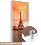 MuchoWow® Glasschilderij 20x40 cm - Schilderij acrylglas - Eiffeltoren - Parijs - Lucht - Foto op glas - Schilderijen
