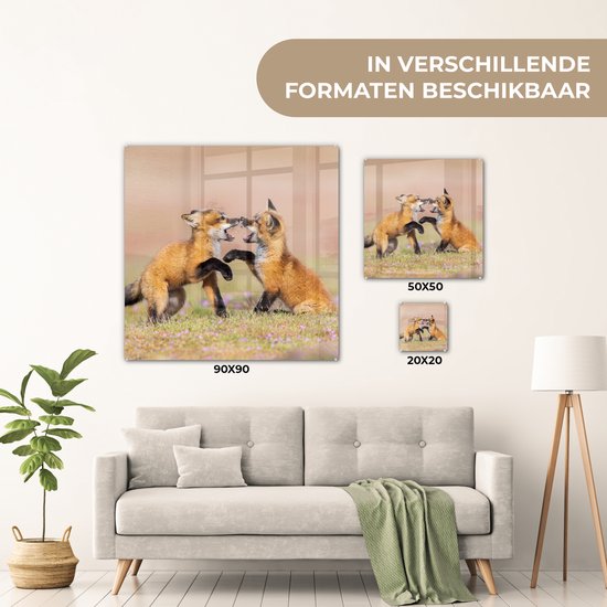 Peinture sur Verre - Vossen - Fleurs - Portrait - 90x90 cm - Peintures sur Verre Peintures - Photo sur Glas
