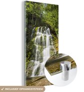 MuchoWow® Glasschilderij 60x120 cm - Schilderij acrylglas - Waterval in het Nationaal park Forillon in Noord-Amerika - Foto op glas - Schilderijen