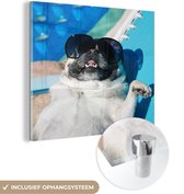 MuchoWow® Peinture sur Verre - Chien - Drôle - Lunettes de Soleil - Enfants - Garçons - Filles - Enfant - 20x20 cm - Peintures sur Verre Acrylique - Photo sur Glas