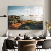 MuchoWow® Glasschilderij 90x60 cm - Schilderij acrylglas - Fel zonlicht bij de Bay of Islands in Nieuw-Zeeland - Foto op glas - Schilderijen