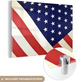MuchoWow® Glasschilderij 120x80 cm - Schilderij acrylglas - Deel van de vlag van de Verenigde Staten - Foto op glas - Schilderijen