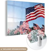 MuchoWow® Glasschilderij 180x120 cm - Schilderij acrylglas - Verenigde Staten vlaggen - Foto op glas - Schilderijen