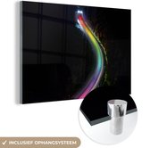 MuchoWow® Glasschilderij 60x40 cm - Schilderij acrylglas - Regenboog licht op de weg - Foto op glas - Schilderijen