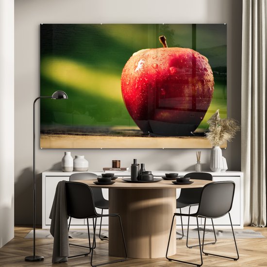 MuchoWow® Peinture sur verre 180x120 cm - Peinture sur verre - Fruits - Rouge - Pomme - Photo sur verre acrylique - Peintures