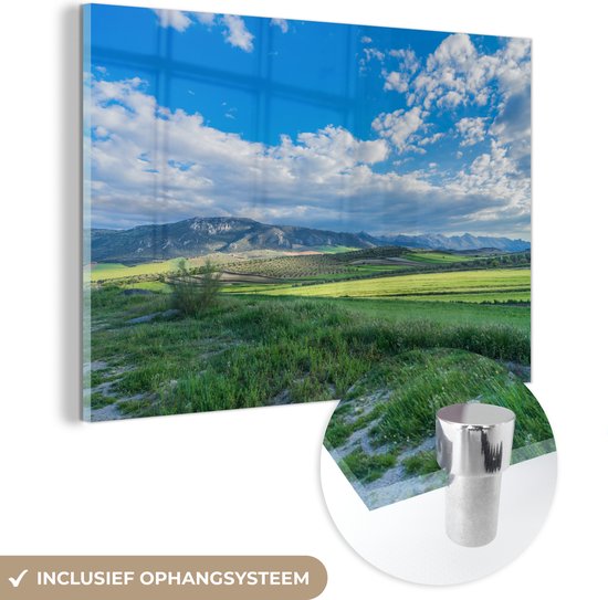 MuchoWow® Glasschilderij 120x80 cm - Schilderij acrylglas - Landschap van Andalusië - Foto op glas - Schilderijen