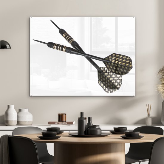 MuchoWow® Peinture sur verre 80x60 cm - Peinture sur verre acrylique - Deux fléchettes - Photo sur verre - Peintures