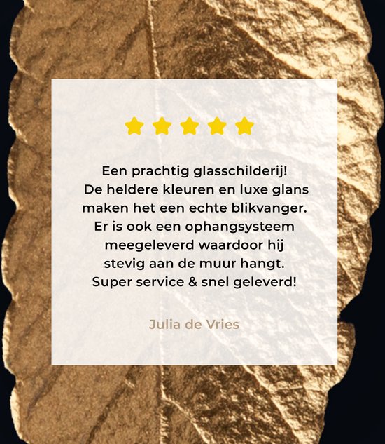 MuchoWow® Peinture sur verre 30x40 cm - Peinture sur verre acrylique - Feuilles - Zwart - Or - Luxe - Nature - Photo sur verre - Peintures