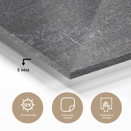 MuchoWow® Peinture sur verre 60x120 cm - Peinture sur verre - Ardoise - Béton - Natuursteen - Grijs - Industriel - Photo sur verre acrylique - Peintures