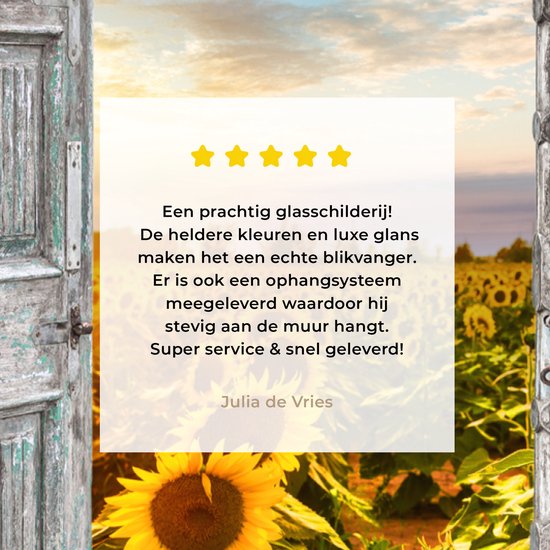 MuchoWow® Peinture sur verre 40x60 cm - Peinture sur verre acrylique - Transparent - Tournesol - Fleurs - Soleil - Photo sur verre - Peintures