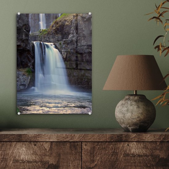 MuchoWow® Peinture sur verre - Cascade - Water - Rochers - 30x40 cm - Peintures acrylique - Photo sur Glas