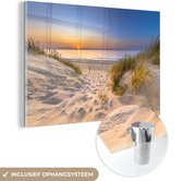 Peinture sur verre - Feuille acrylique - Plage - Dunes - Coucher de soleil - Peinture sur verre mer - 120x80 cm - Verre acrylique - Décoration murale - Peinture sur verre - Photo sur verre