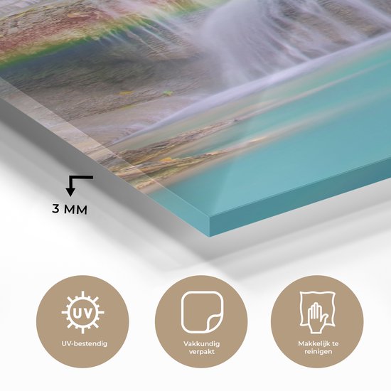 MuchoWow® Peinture sur verre 20x40 cm - Peinture sur verre acrylique - Cascade - Arbres - Arc-en-ciel - Violet - Photo sur verre - Peintures