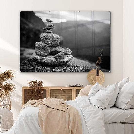 MuchoWow® Peinture sur verre 180x120 cm - Peinture sur verre - Pierres d'équilibrage en Norvège - Photo sur verre acrylique - Peintures