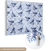 MuchoWow® Peinture sur verre 160x120 cm - Peinture sur verre acrylique - Highlander écossais - Vache - Bleu de Delft - Photo sur verre - Peintures