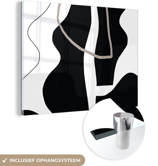 MuchoWow® Glasschilderij 40x30 cm - Schilderij acrylglas - Abstract - Minimalisme - Design - Foto op glas - Schilderijen