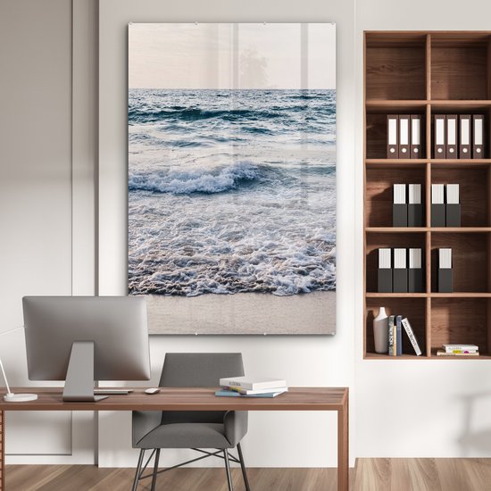 MuchoWow® Peinture sur verre 120x180 cm - Peinture acrylique sur verre - Mer - Plage - Été - Photo sur verre - Peintures