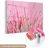 MuchoWow® Glasschilderij 30x20 cm - Schilderij acrylglas - Zomer - Planten - Pastel - Foto op glas - Schilderijen