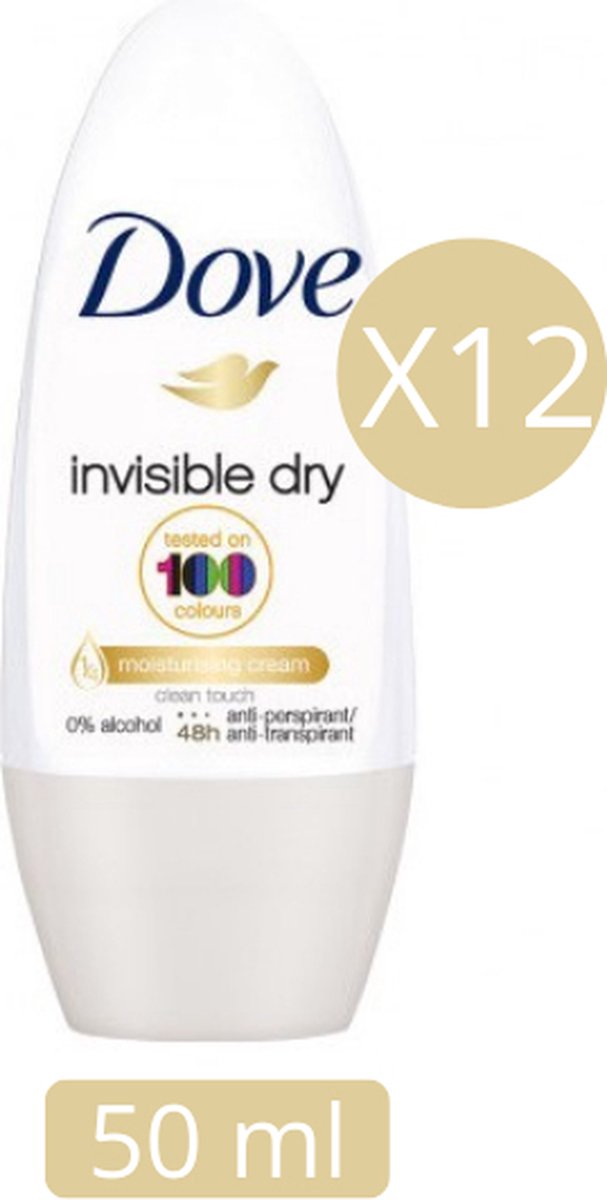 Dove Roll-On Deodorant Invisible Dry - 12 x 50 ml