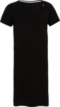 Knit Factory Lily Jurk - Dames midi-jurk met ronde hals - Rechte jurk - Korte mouwen - Jurk voor het voorjaar en de zomer - Zwart - XL