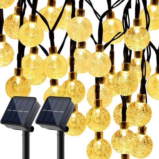 Happy Goods Solar Tuinverlichting op Zonneenergie - 100 LED (2x50) - 10  meter verlicht... | bol.com