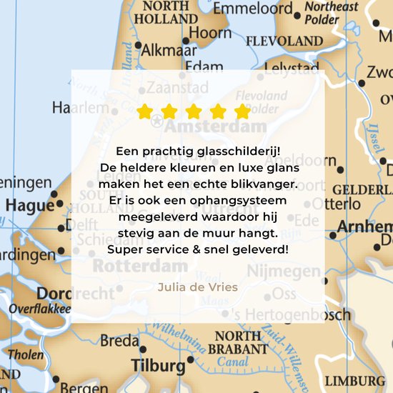 MuchoWow® Glasschilderij 30x40 cm - Schilderij acrylglas - Bruine kaart van Nederland - Foto op glas - Schilderijen