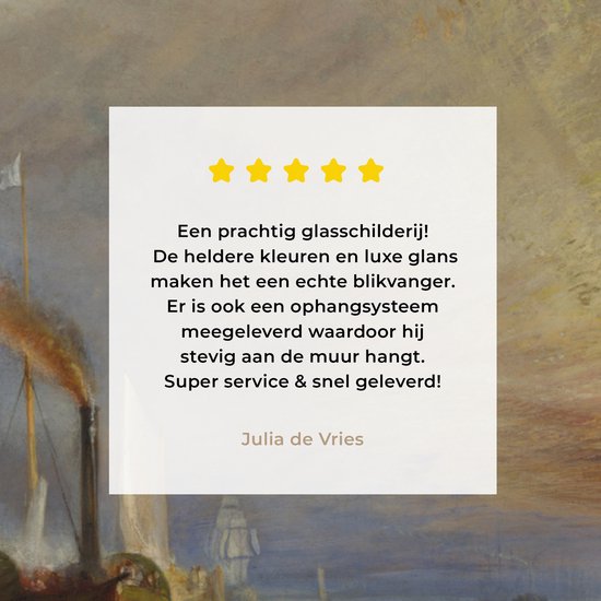 Peinture sur Verre - The Fighting Temeraire - Peinture de Joseph Mallard William Turner - 40x30 cm - Peintures sur Verre Peintures - Photo sur Glas