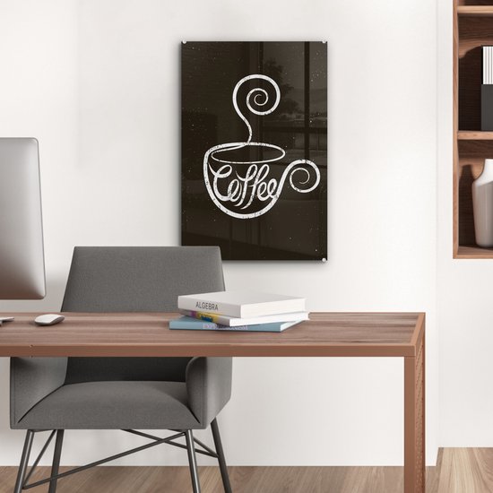 Peinture sur Verre - Café - Proverbes - Tableau Noir - 40x60 cm - Peintures sur Verre Peintures - Photo sur Glas