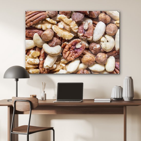 MuchoWow® Peinture sur verre 120x80 cm - Peinture sur verre acrylique - Collection de mélanges de noix dans différents tons marron - Photo sur verre - Peintures