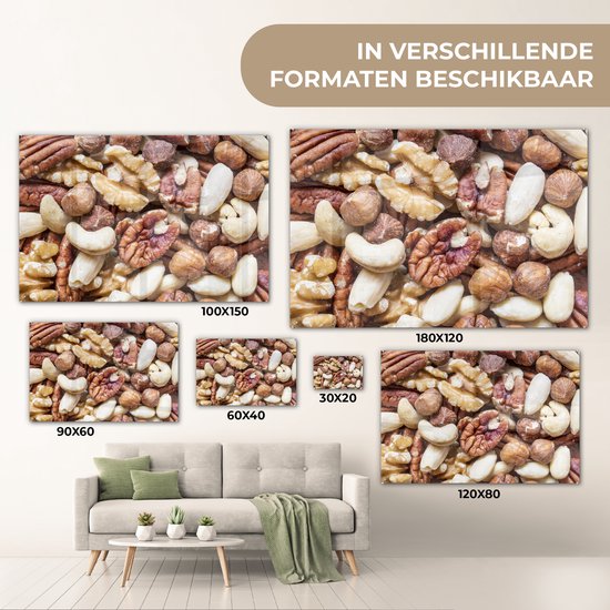 MuchoWow® Peinture sur verre 120x80 cm - Peinture sur verre acrylique - Collection de mélanges de noix dans différents tons marron - Photo sur verre - Peintures