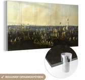 MuchoWow® Glasschilderij 80x40 cm - Schilderij acrylglas - De slag op de Zuiderzee - Abraham de Verwer - Kunstwerk - Oude meesters - Vintage - Foto op glas - Schilderijen