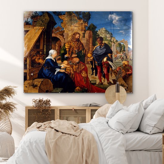 MuchoWow® Peinture sur verre 160x120 cm - Peinture sur verre acrylique - Adoration des Mages - peinture d' Albrecht Dürer - Photo sur verre - Peintures