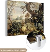 MuchoWow® Glasschilderij 160x120 cm - Schilderij acrylglas - Landschap met groenten en vruchten op de voorgrond - Abraham Bloemaert - Kunst - Vintage - Foto op glas - Schilderijen