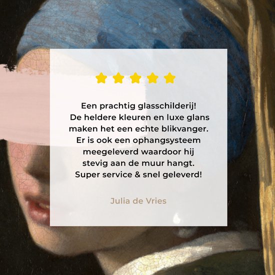MuchoWow® Peinture sur Verre - Fille à la Perle - Johannes Vermeer - Pastel - 60x90 cm - Peintures sur Verre Acrylique - Photo sur Glas
