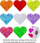 Rol met 500 Hartjes stickers in verschillende kleuren - 2.5 cm diameter - Heart - Hearts - Love - Liefde - Valentijnsdag - Cupido - Oranje - Rood - Geel - Blauw - Wit - Paars - Roze - Groen - Decoratie - Versiering - Verjaardag