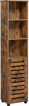 Badkamerkast - Wandmeubel - Opbergkast met deuren - Badkamermeubel - 40 x 30 x 167 cm - Bruin - Zwart