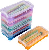 6 kleuren stapelbare doorschijnende potlooddozen - multifunctionele opbergdoos houder doorzichtige plastic organizer kantoor huishoudelijke container