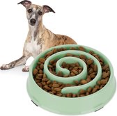 Relaxdays anti-schrokbak - voerbak tegen schrokken - 600 ml - plastic eetbak voor honden - groen
