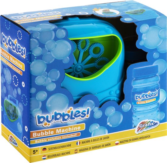 Grafix Bubble Machine - Draagbare Bellenblaasmachine voor Kinderen met Bubble Solution Inbegrepen - Honderden Bubbels in Verschillende Maten en Vormen - Geschikt voor 5 Jaar en Ouder - Perfect voor Feestjes en Buitenplezier