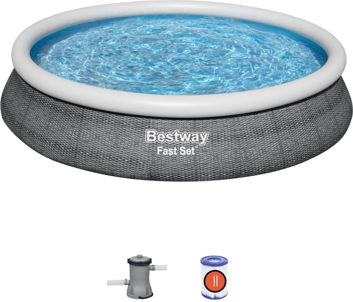 Bestway Fast Set opblaasbaar zwembad met filterpomp - Ø 457 x 84 cm