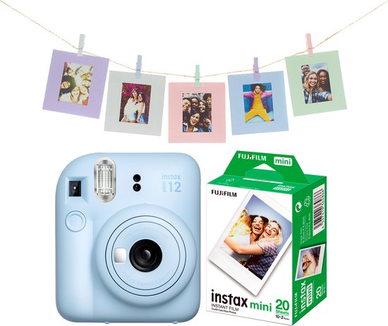 Fujifilm instax Mini 12 Bundel - Instant camera + 2 x 10 stuks film & fotokaarten - Pastel Blue
