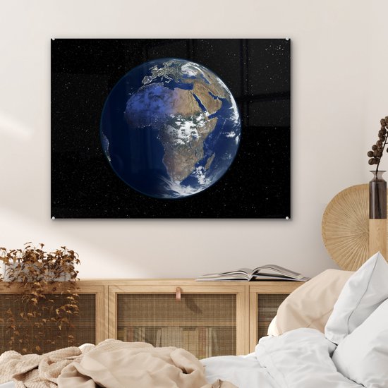 MuchoWow® Glasschilderij - Satellietbeeld van Afrika - 80x60 cm - Acrylglas Schilderijen - Foto op Glas - MuchoWow