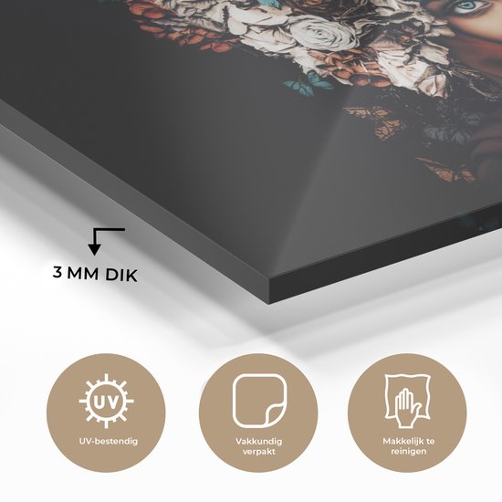 MuchoWow® Peinture sur Verre - Fleurs - Papillon - Femmes - Foulard - 30x20 cm - Peintures sur Verre Peintures - Photo sur Glas