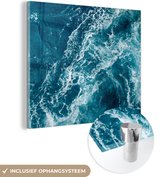 MuchoWow® Glasschilderij 90x90 cm - Schilderij acrylglas - Zee - Water - Golf - Foto op glas - Schilderijen