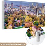 MuchoWow® Glasschilderij 40x20 cm - Schilderij acrylglas - Rotterdam - Nederland - Boom - Foto op glas - Schilderijen