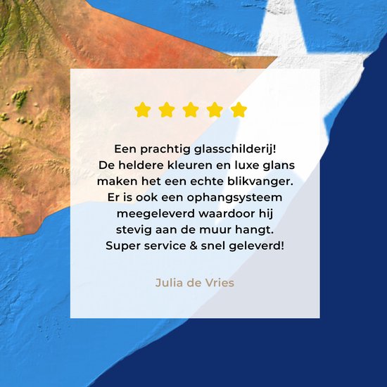 Peinture sur verre - Image satellite de la Somalie avec le drapeau du pays dessus - 80x60 cm - Peintures sur verre acrylique - Photo sur Glas