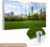 MuchoWow® Glasschilderij 80x40 cm - Schilderij acrylglas - New York - Skyline - Central Park - Foto op glas - Schilderijen